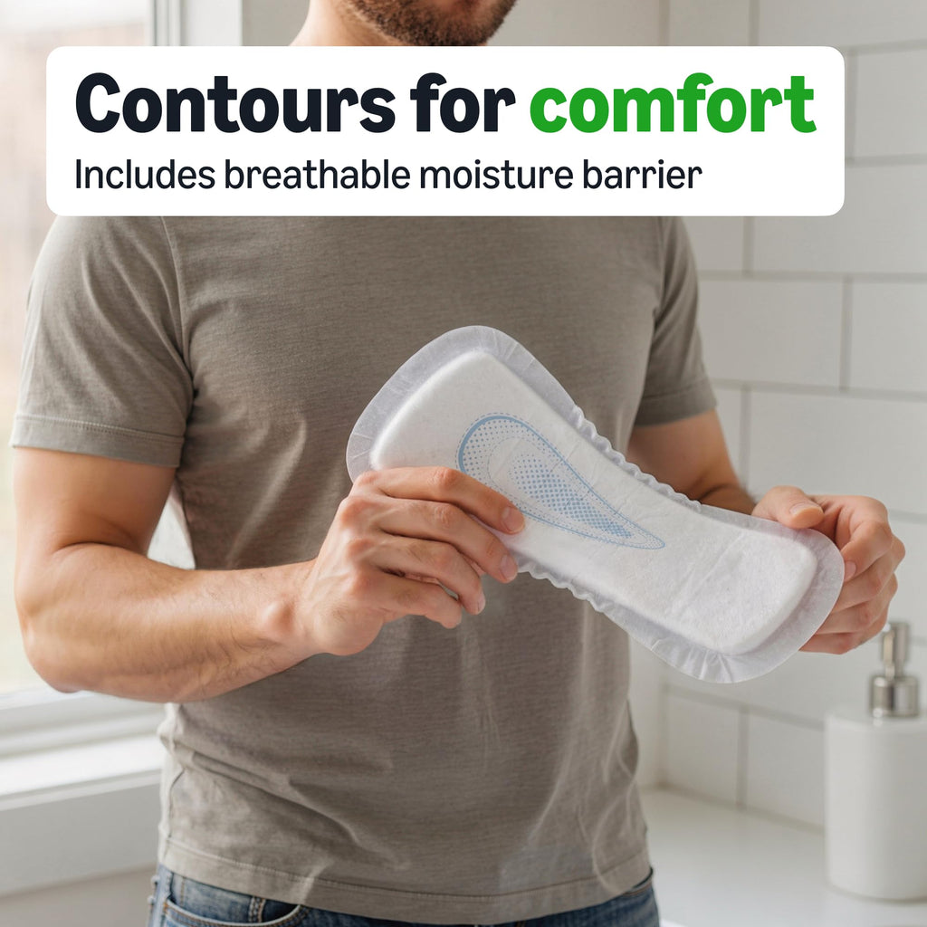 Amazon Basics Men's Incontinence Guards, Maximum Absorbency, 52 Count, (1 Pack of 52), Packaging May Vary