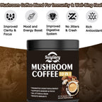 Suiyilary Mushroom Coffee, 10 Mushroom Extract Powder Blend Lion's Mane, Reishi, Chaga, Cordyceps, Turkey Tail, Brain Supplements with Instant Coffee for Energy, Focus, Memory and Immunity 300g