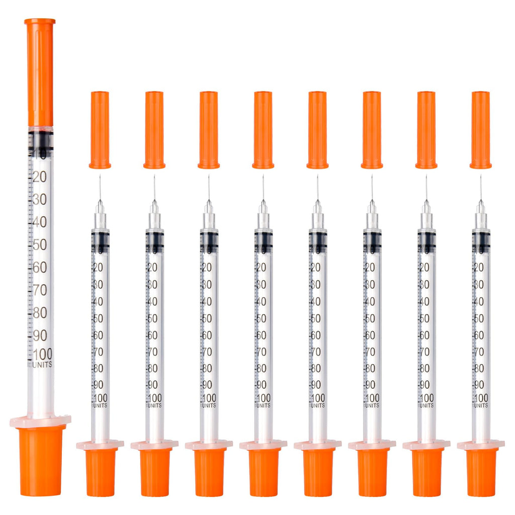JIUPULL 30PACK U-100 Syringes, 30G 5/16" (8mm) 1ml/cc Disposable Syringe