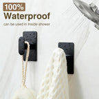 pickpiff Adhesive Towel Hooks for Bathroom: 20LB Extra Strong Wall Hanger for Shower Kitchen RV Dorm Apartment, Black 4 Pack