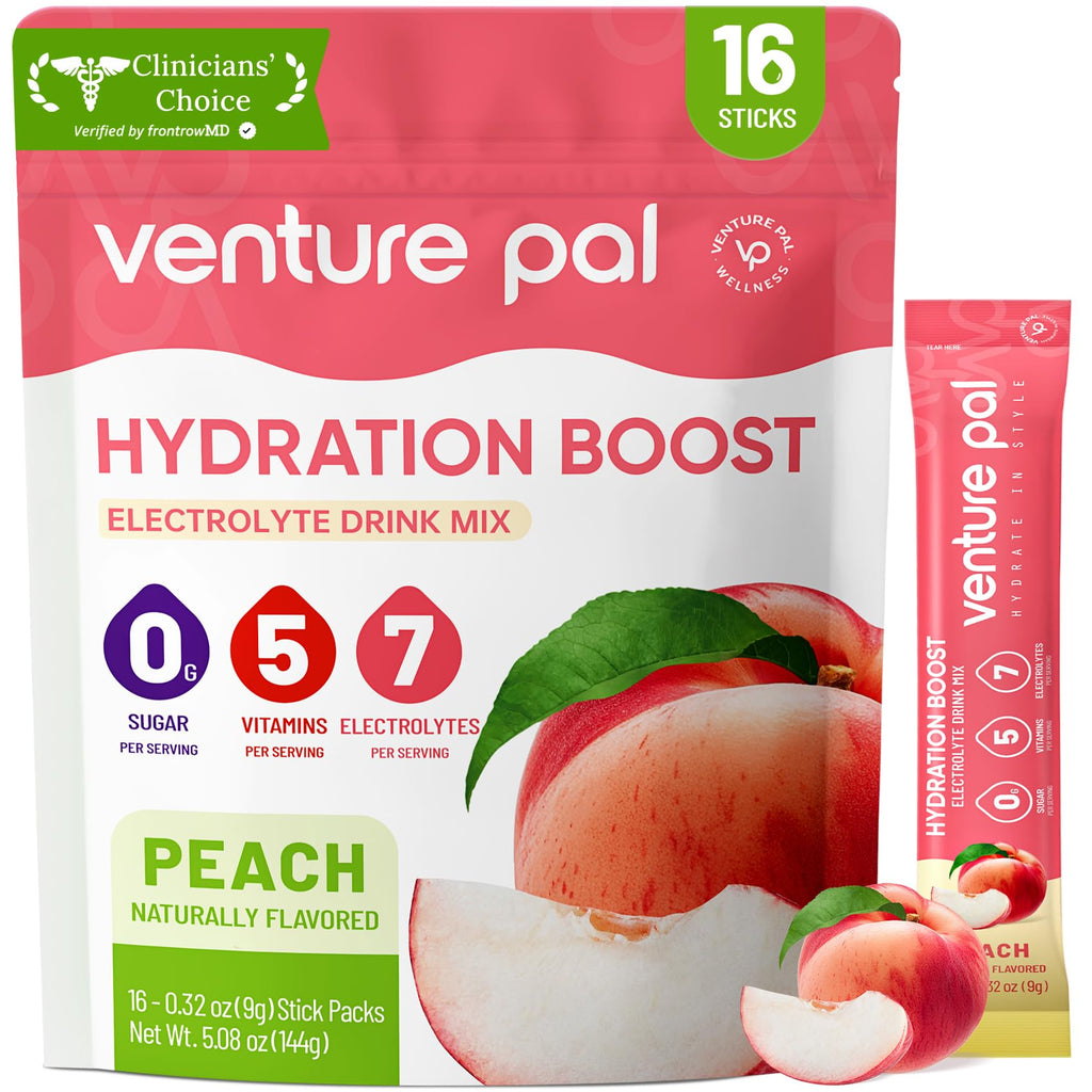 Venture Pal Sugar Free Electrolyte Powder Packets - Liquid Daily IV Hydration Packets | Electrolytes Drink Mix with 5 Vitamins & 7 Electrolytes | Keto Friendly | Non-GMO | Certified Vegan | 16 Sticks