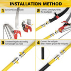Ersitrole Manual Pole Saw, 30 ft Extendable Tree Pruner, Sharp Steel Blade and Scissors High Branches Trimming, Pole Saws for Tree Trimming, Tree Trimmers Long Handle Pruner