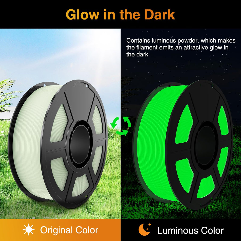Amoybaby Glow in The Dark Filament Glow Green PLA 3D Printer Filament 1KG