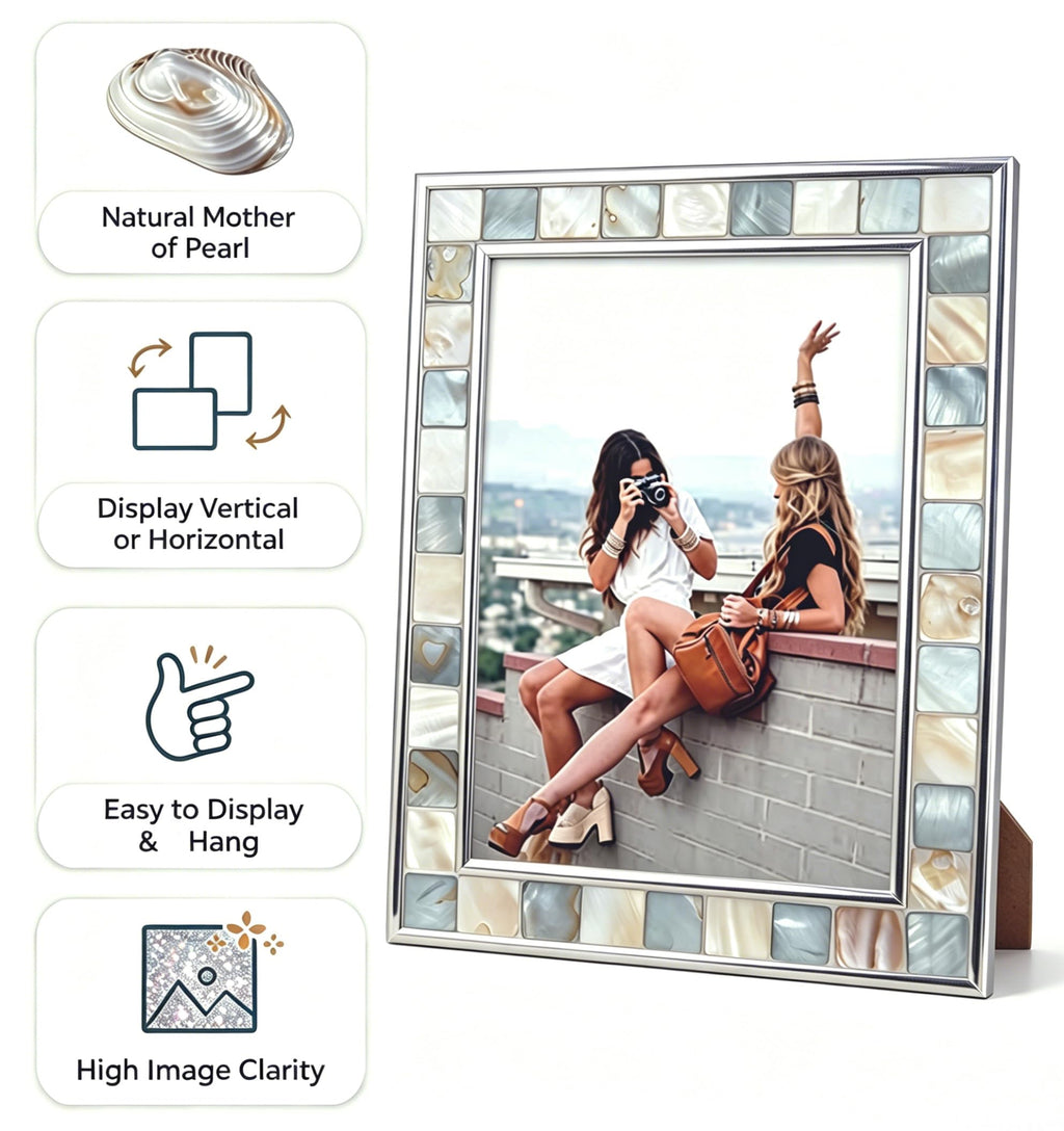 GIFTME 5 Mother of Pearl Picture Frame 5x7, Grey+White, 1pc