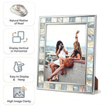 GIFTME 5 Mother of Pearl Picture Frame 5x7, Grey+White, 1pc