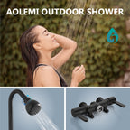 Aolemi Outdoor Shower Fixtures, 31" Exposed Shower System with Shower Head, 2-Handle Outdoor Shower Kit, 3 Inch Center Brass Mixing Valve, Matte Black