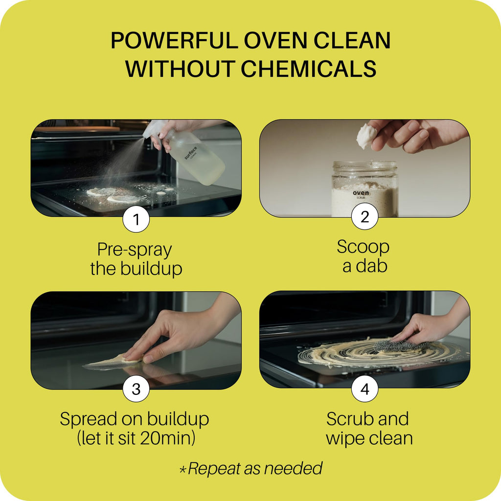 Oven Cleaning Kit: Natural Oven Cleaner and Kitchen Cleaner | Heavy Duty Oven Cleaner & Oven Rack Cleaner Kit | Fume-free & Safe to Clean All Ovens (Unscented) | Refillable Plastic Jar & Bottle