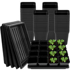 2.6in 100 Pcs Square Nursery Pots with 5 Pcs Plastic Seed Starting Trays