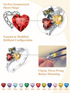 Custom4U Personalized Mothers Ring 3 Birthstones Rings for Women Custom