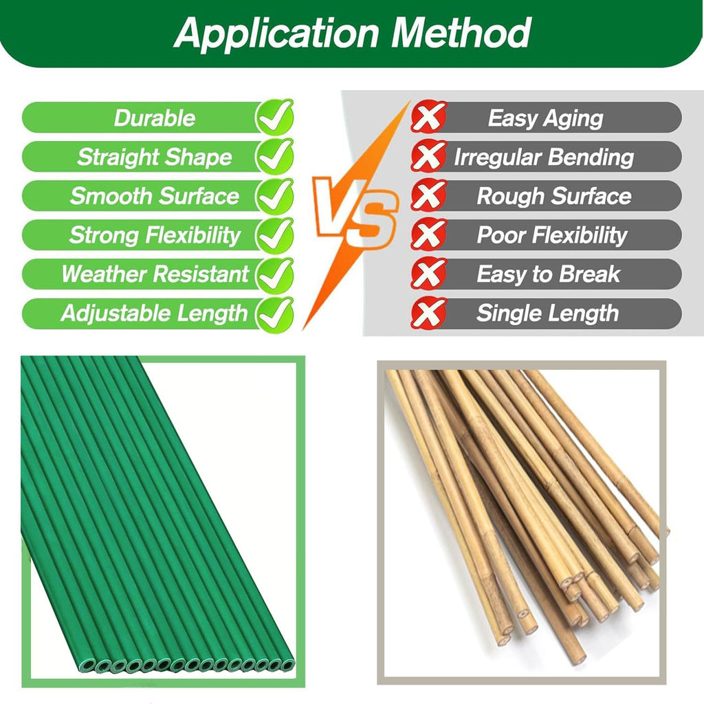 70Sets Garden Stakes Set 255pcs with 14 Inch Plant Sticks and Stake Arms, DIY 4ft 5ft 6ft 7ft 8ft Tomato Stakes, Garden Stakes for Vegetables Tomato Pepper Indoor Outdoor Plants