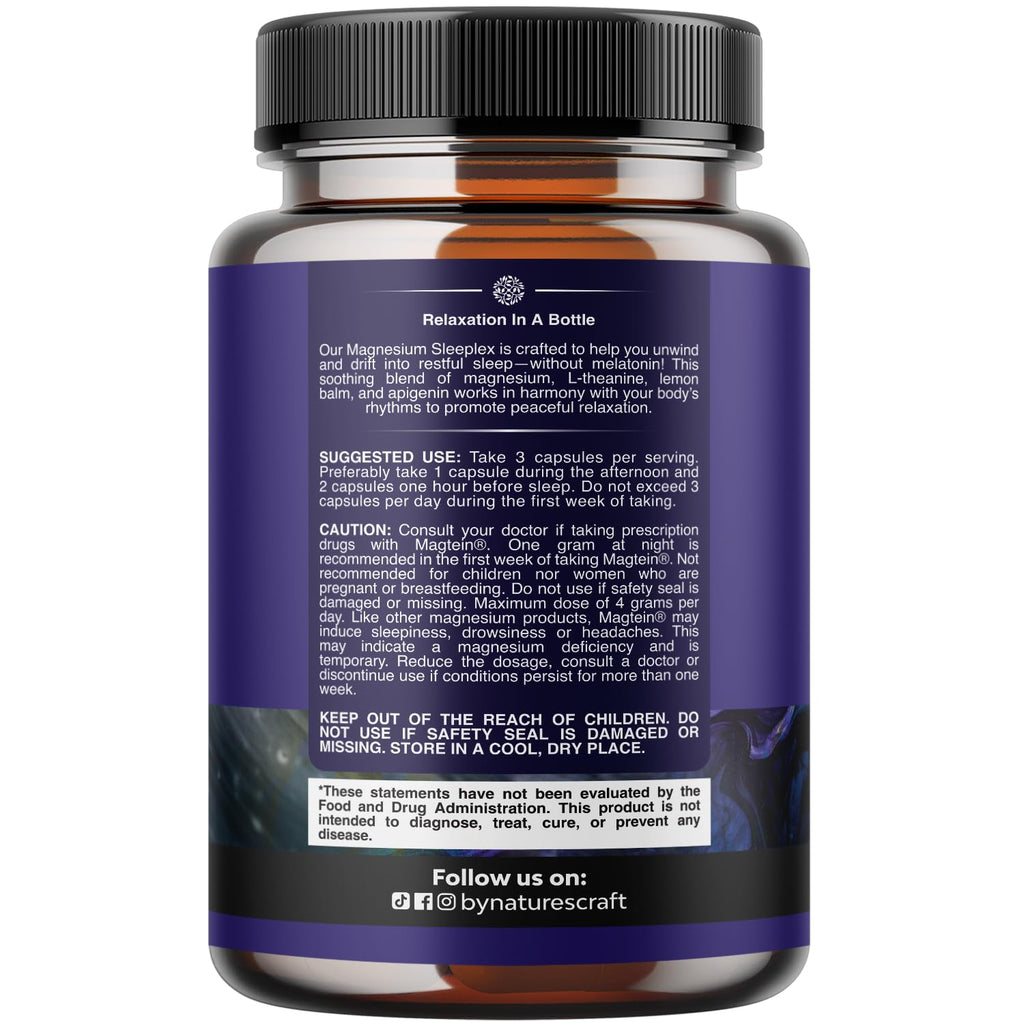 High Absorption Magnesium Sleep Supplement - Rest Support Magtein Magnesium L-Threonate and Apigenin Theanine for Sleep and Rest for Women & Men - Mg L-Threonate Melatonin Free Sleeping Aid - 180 Ct