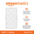 Amazon Basics 16x25x1 Air Filter 6-Pack, MERV 11 AC Furnace Filters, Removes Dust, Pet, Allergen Control , Electrostatic, Removes Lint and Pollen (Actual Size: 15.75" x 24.75" x 0.75")