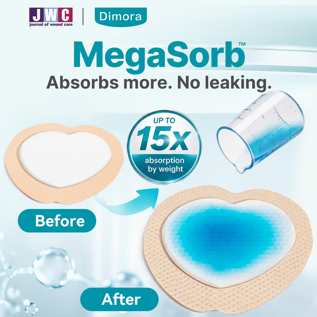 Dimora Sacrum Foam Dressing Silicone Adhesive Border 7" x 7" (5 Packs)
