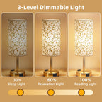 Fitfull Table Lamp for Nightstand, High-Sensitivity Touch, 3-Level Dimmable Bedside Lamp with AC Outlet | USB | and USB-C, Ideal Night Stand Lamp for Bedroom, Reading, Living Room(Triangle&Gold)