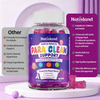 NATISLAND para Cleanse for Humans & Kids, Herbal Gut Health Gummies with Wormwood Black Walnut Clove, Pumpkin Seed & Papaya Seed, Sugar Free, Vegan, Grape Flavor, 60 Gummies