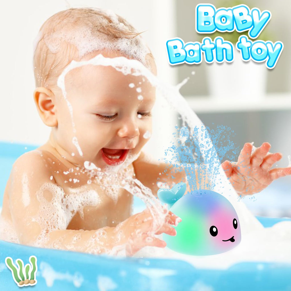 ANGGIKO Baby Boy Bath Toys, Toddler Bath Toys for Kids Ages 1-3, Light Up Whale Bath Toy Sprinkler, Pool Water Table Infant Baby Toys 6-12-18 Months, Bathtub Fountain Toy Boys 1st Birthday 1 2 3 Gifts