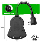 Outdoor Light Timer Waterproof, 24 Hours Plug in Timer with 2, 4, 6 or 8 Hours Countdown Mode, 3 Grounded Dusk to Dawn Electrical Outlet for Outdoor Backyard Garden Patio Lights Christmas Decorations