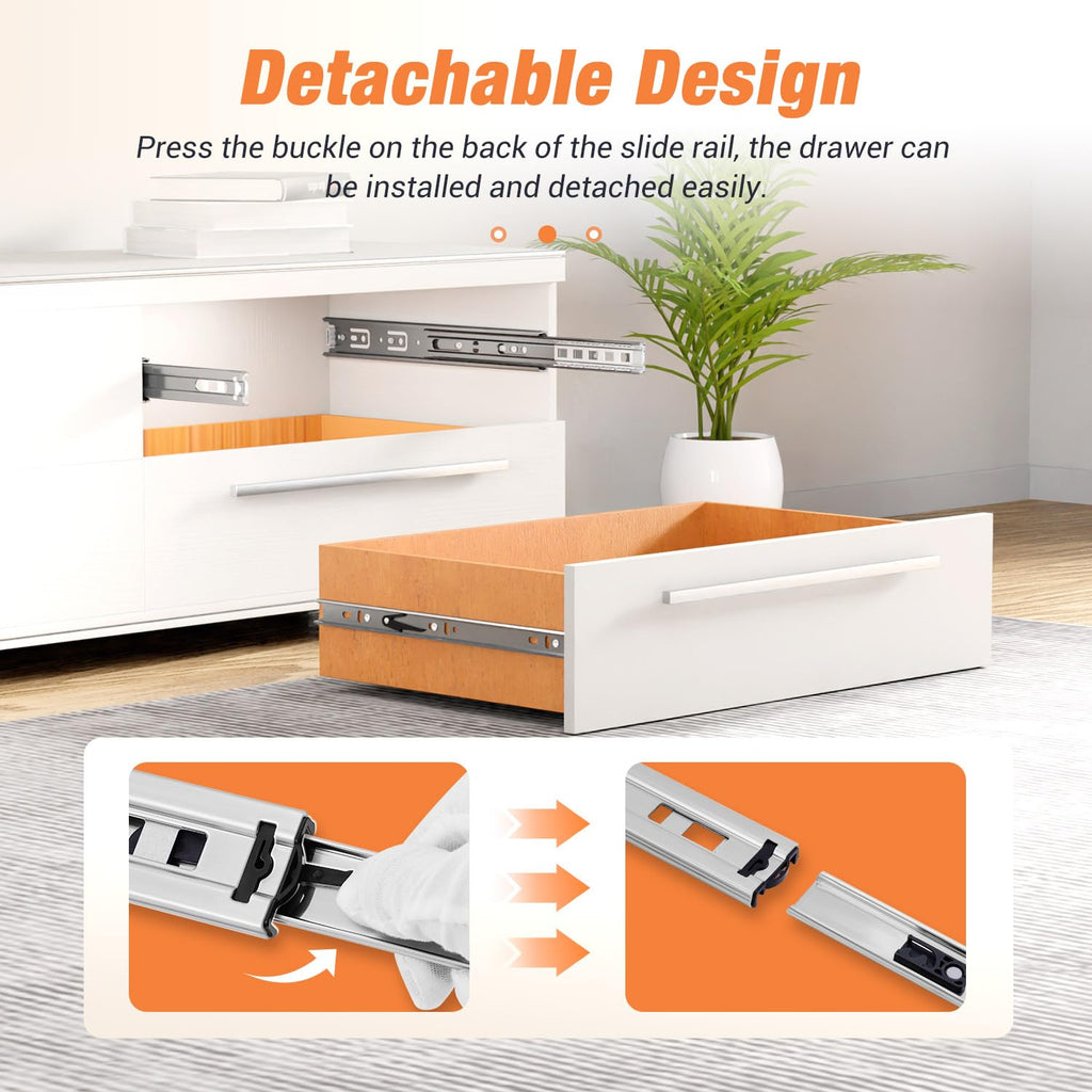 REGUDA Soft Close Drawer Slides Ball Bearing 3 Folds Full Extension Side Mount Cabinet Runners Glides Rails Track 100 Lbs Load 10 12 14 16 18 20 22 24 Inch Silver 5Prs(Silver-Soft Close-5Prs,22inch)