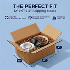 AVIDITI Shipping Boxes Flat 12"L x 9"W x 4"H, 25-Pack | Corrugated Cardboard Box for Packing, Moving and Storage