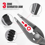 WORKPRO 8'' Long Nose Slip Joint Pliers, CR-V Needle Nose Pliers with Comfortable Grip Handles, 3-Zone Serrated Jaw from Premium Steel for Clamping, Tightening and Loosening
