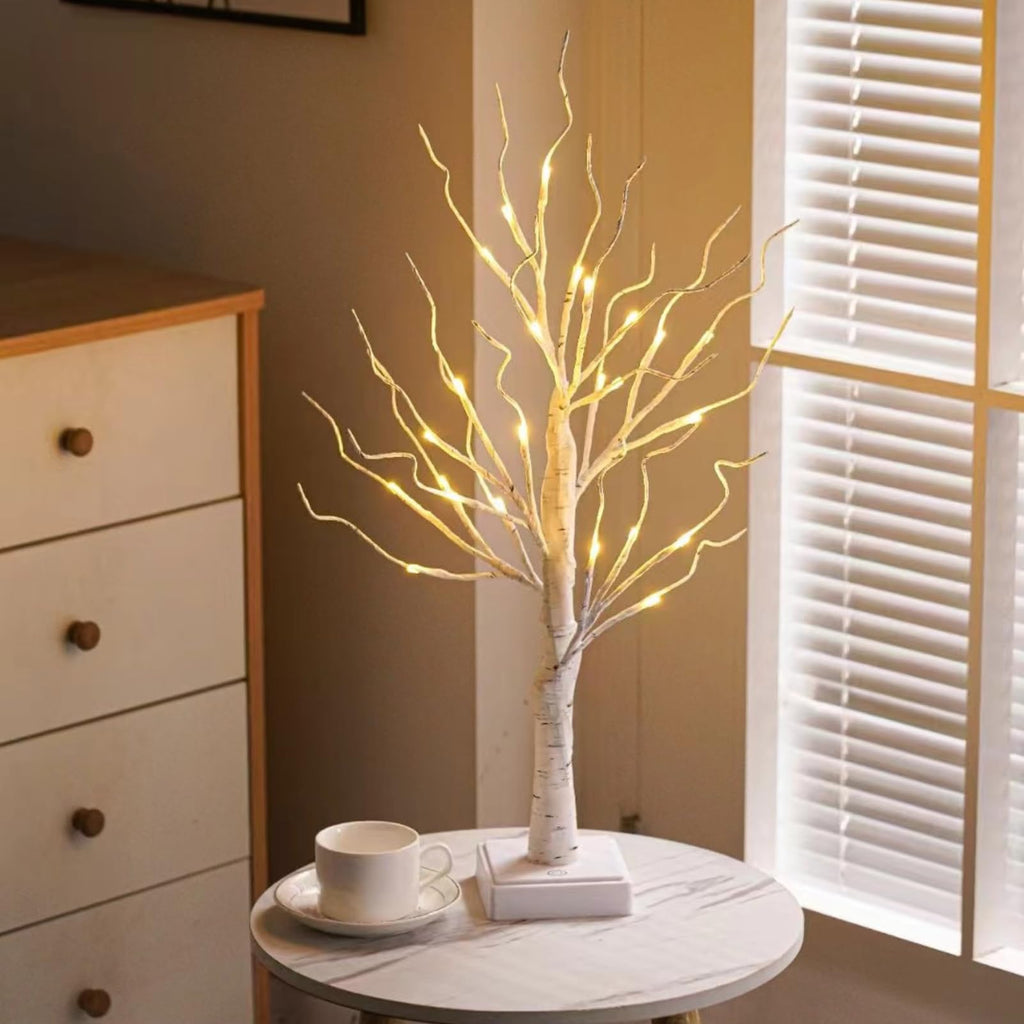 Money Tree Gift Card Holder 24 LED Birch Tree Lamp Battery/USB Powered