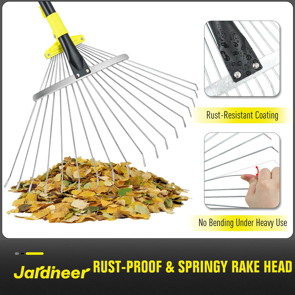 Jardineer Adjustable Leaf Rake, Expandable Lightweight Metal Yard Rakes