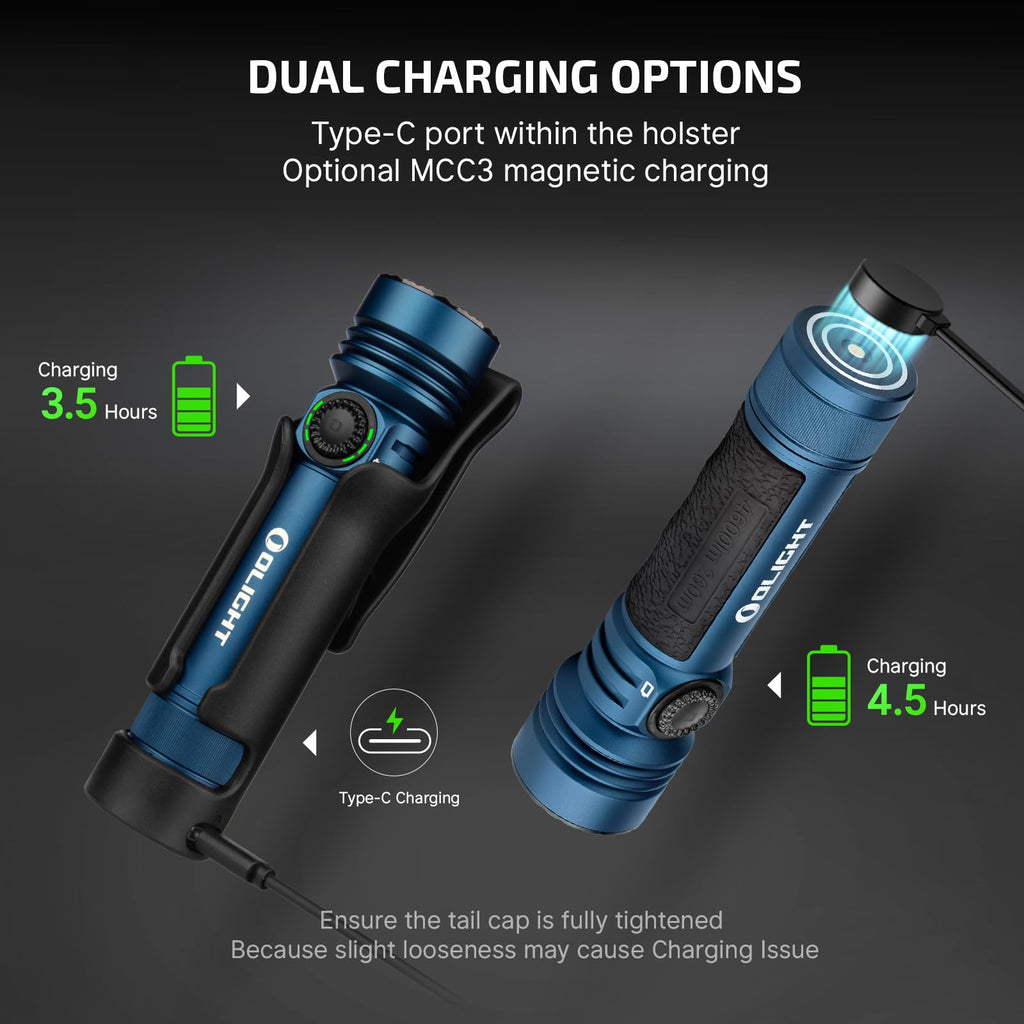OLIGHT Seeker 4 Pro Rechargeable Flashlights, 4600 Lumens High Powerful Bright LED Light with USB C Holster, Waterproof IPX8 for Emergencies, Camping, Searching (OD Green)