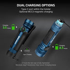 OLIGHT Seeker 4 Pro Rechargeable Flashlights, 4600 Lumens High Powerful Bright LED Light with USB C Holster, Waterproof IPX8 for Emergencies, Camping, Searching (OD Green)