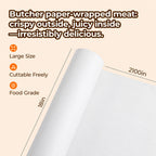 YRYM HT White Kraft Butcher Paper Roll 18 x 2100 Inch (176 Ft) Food Grade Unbleached Unwaxed Uncoated for Texas BBQ Brisket Smoking, Meat Wrapping, Sublimation, Flower Wrapping & Home Storage