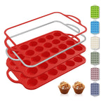 2 Packs 24 Cups Silicone Muffin Pan for Baking with Metal Reinforced Frame Mini Size Cupcake Pan Tray Chocolate Egg Pizza Bites Oven Cookie Mold Muffin Tin Tart Pans Sheet Set Small