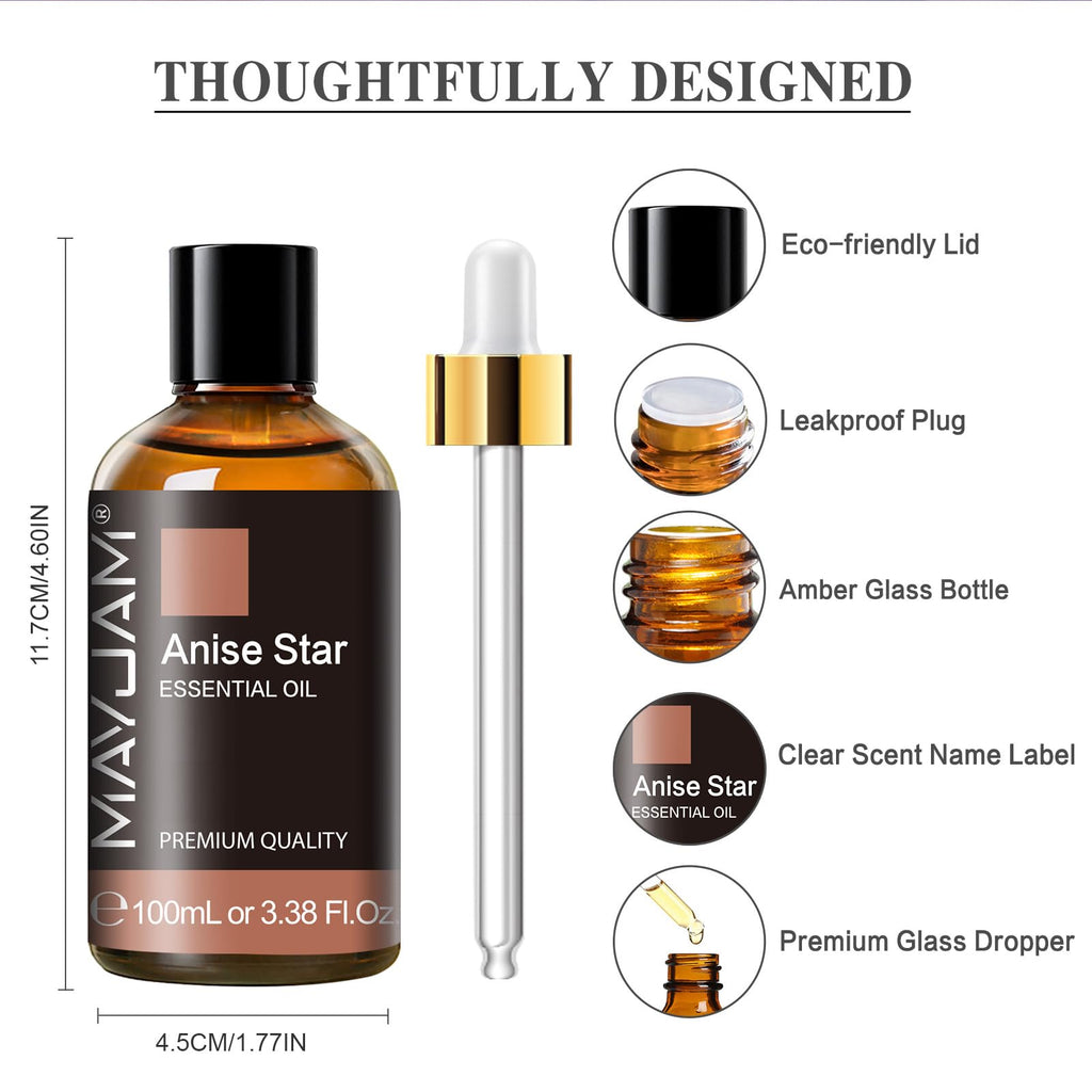 Chamomile Essential Oil 100ML/3.38FL.OZ, MAYJAM Premium Chamomile Oil Essential Oils with Glass Dropper, Great for Diffuser and Candle Making