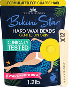 Tress Wellness Wax Beads - Award Winning - Safe for Skin - Dermatologically Tested - At-Home Kit for Bikini, Brazilian & Full Body - Bikini Star 1.2lb