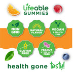 Lifeable Irish Sea Moss Gummies Supplement for Men and Women, Thyroid Support with Bladderwrack, Burdock Root and Ashwagandha, Berry Flavor, Vegan, Gluten Free, 60 Count