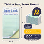 FMP Brands Double Part Guest Check for Servers, Server Note Pads 500 Sheets (10 Pads), Server Books for Waitress with Carbon Copies, Guest Check 2 Part Carbonless, Receipt Book with Carbon Copies