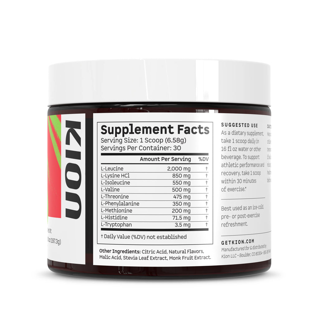 Kion Aminos Essential Amino Acids Powder - Essential Amino Acids Supplement for Muscle Recovery, Essential Amino Energy, EAAs Amino Acids Powder, BCAA EAA, BCAAs Amino Acids - 30 Servings, Watermelon
