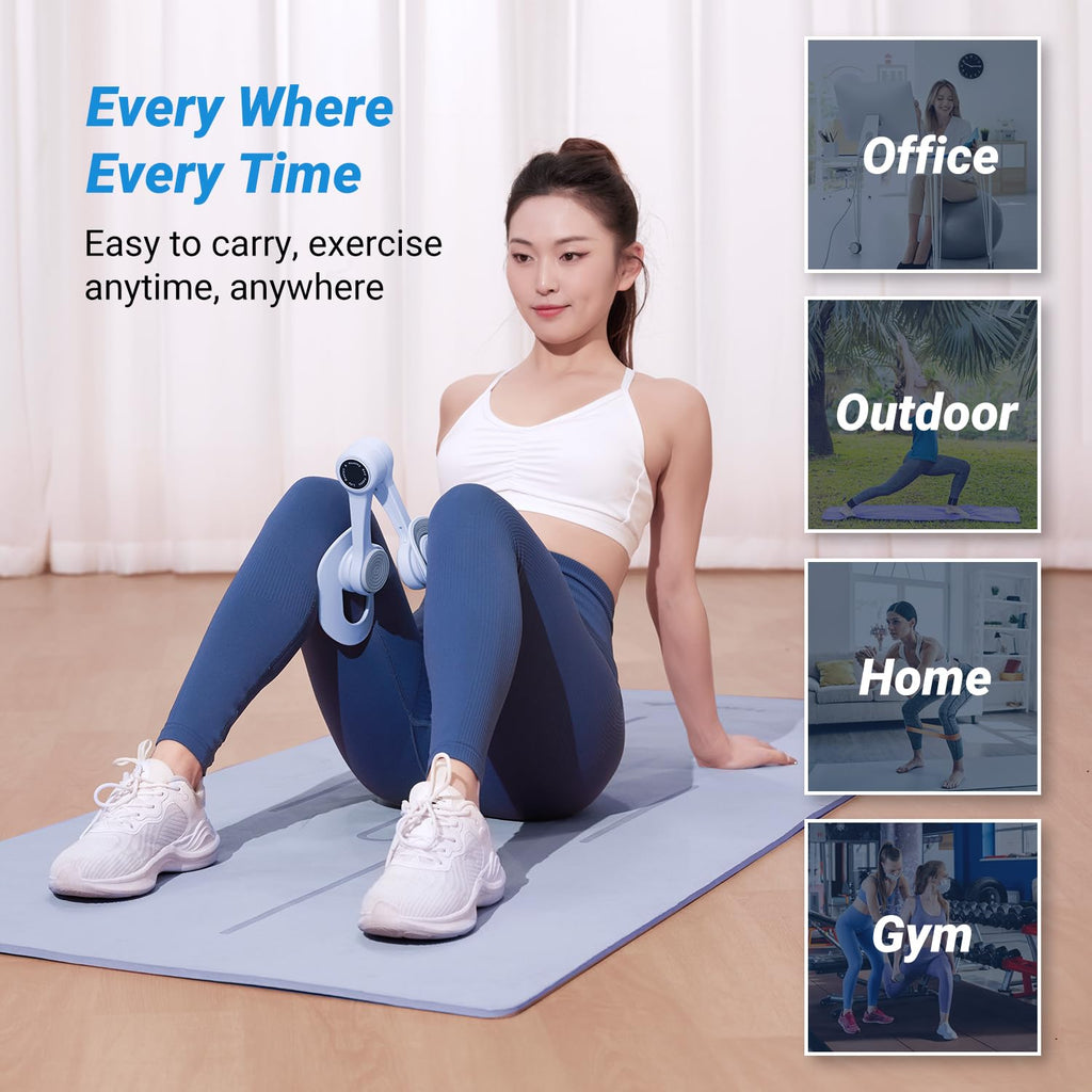 MERACH Thigh Trainer, Pelvic Floor Muscle Trainer, Inner Thigh Exercise Workout Equipment for Home Gym, Pelvic Floor Strengthening Women (Blue)