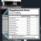 Beef Organ Supplement Complex - 10 Carnivore Grass Fed Proprietary Blend of Liver, Marrow, Brain, Thymus, Spleen, Kidney, Colostrum, Heart, Pancreas, Gallbladder - 180 Caps