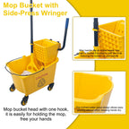 KeFanta 35 Quart Commercial Mop Bucket with Side Press Wringer on Wheels