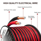 TYUMEN 100FT 14/2 Gauge Red Black Cable Hookup Electrical Wire LED Strips Extension Wire 12V/24V DC, 14AWG Flexible Extension Cord for LED Ribbon Lamp Tape Lighting