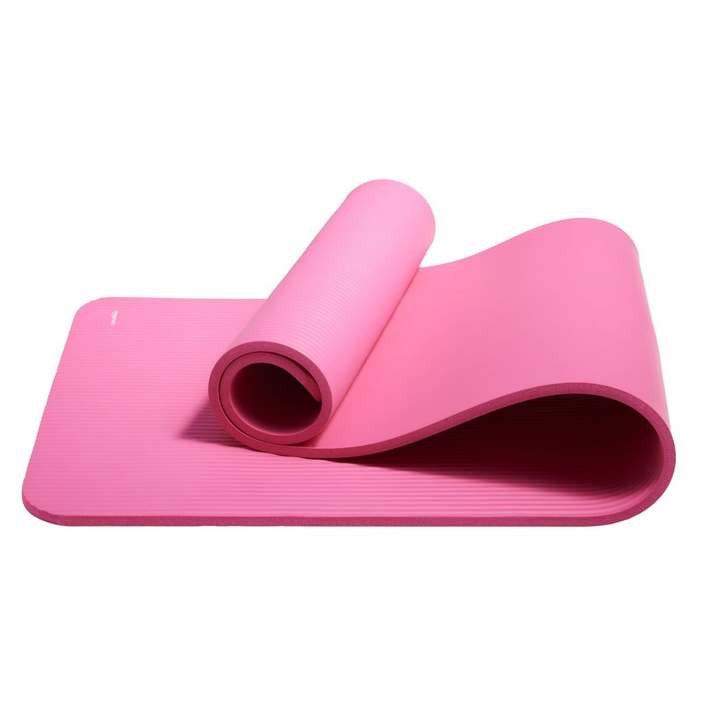 Amazon Basics 1/2 Inch Extra Thick Exercise Yoga Mat with Carrying Strap for Home Workouts and Fitness, 74" x 24" x 0.5", Pink