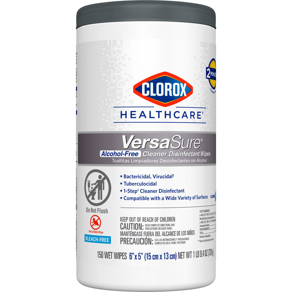 Clorox Healthcare VersaSure Cleaner Disinfectant Wipes, 6" x 5", 150 Count Canister, Pack of 6 (Package May Vary)