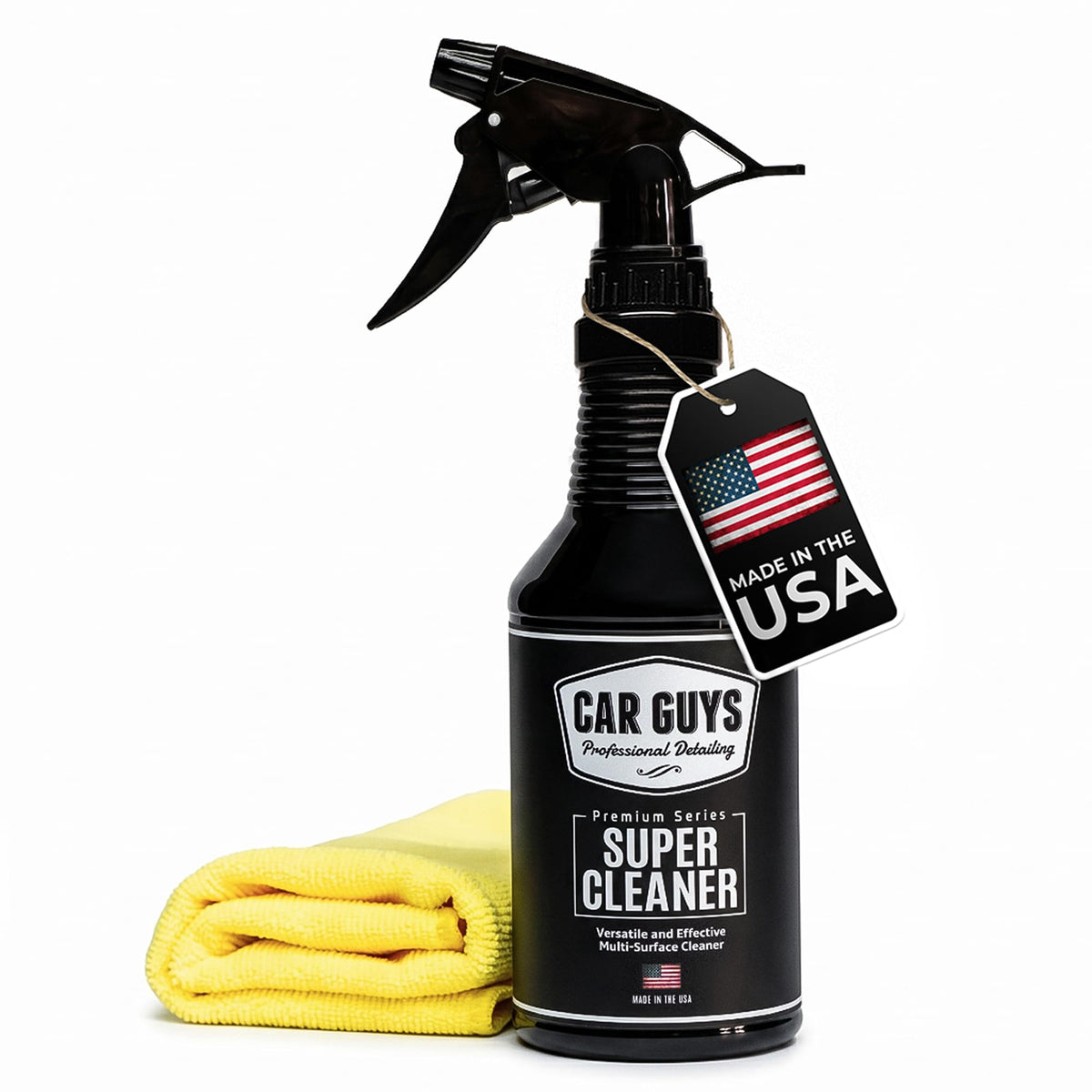 CAR GUYS Super Cleaner | Interior Car Cleaner for Tough Stains | Stain Remover for Car Seats, Carpet, Upholstery, & Leather | 18 Oz Kit with Microfiber Towel