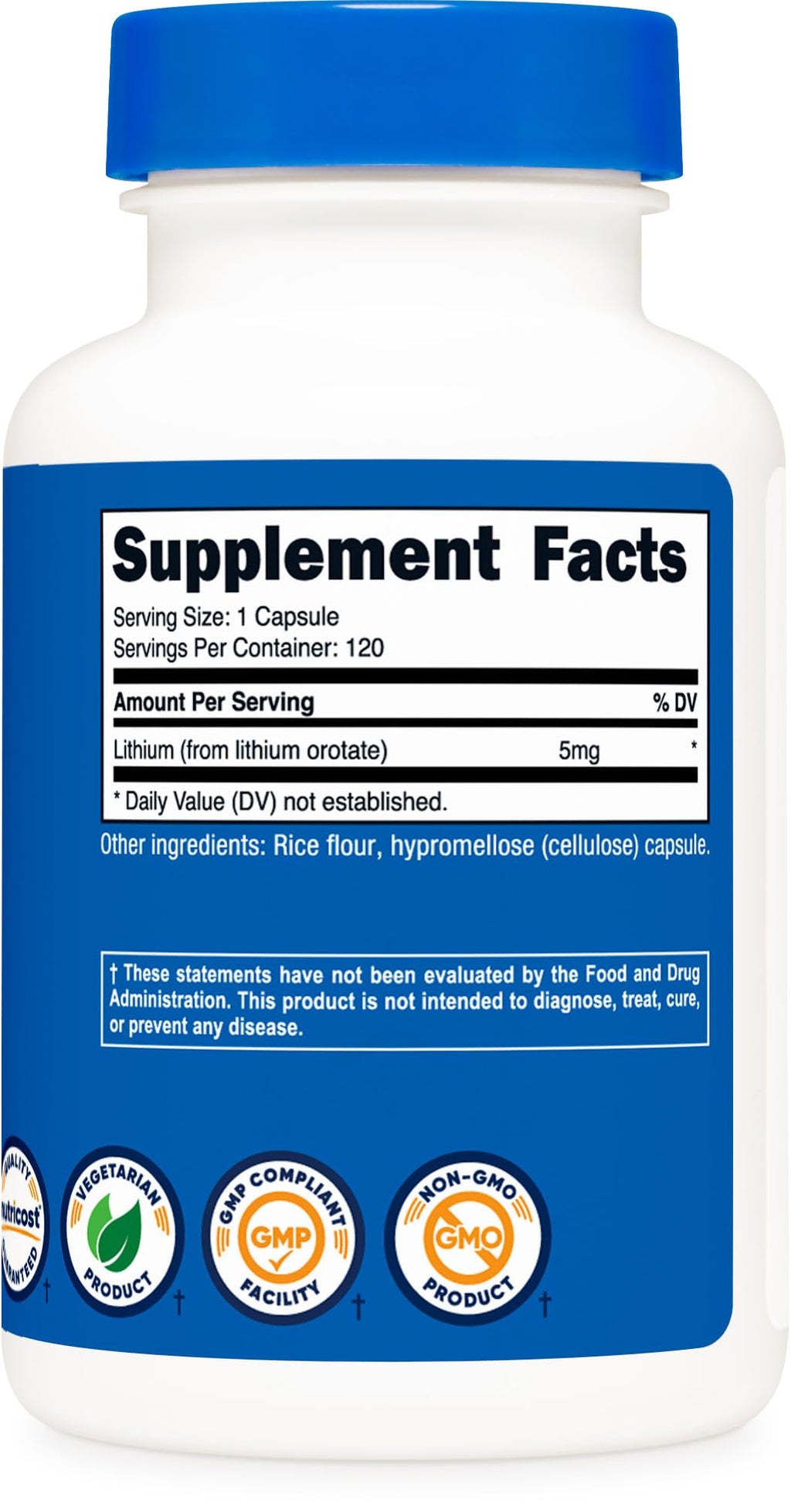 Nutricost Lithium Orotate 5mg, 120 Capsules - Veggie Caps, Non-GMO, Gluten Free (Pack of 2)