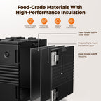 CAMMOO 95Qt Non-Electrical Food Warmer with Wheels, 304 Stainless Steel Latch, Catering Food Warmers for Parties LLDPE Insulated Food Carrier for 6 Full-Size Pans(NOT Included), Hot Boxes for Catering