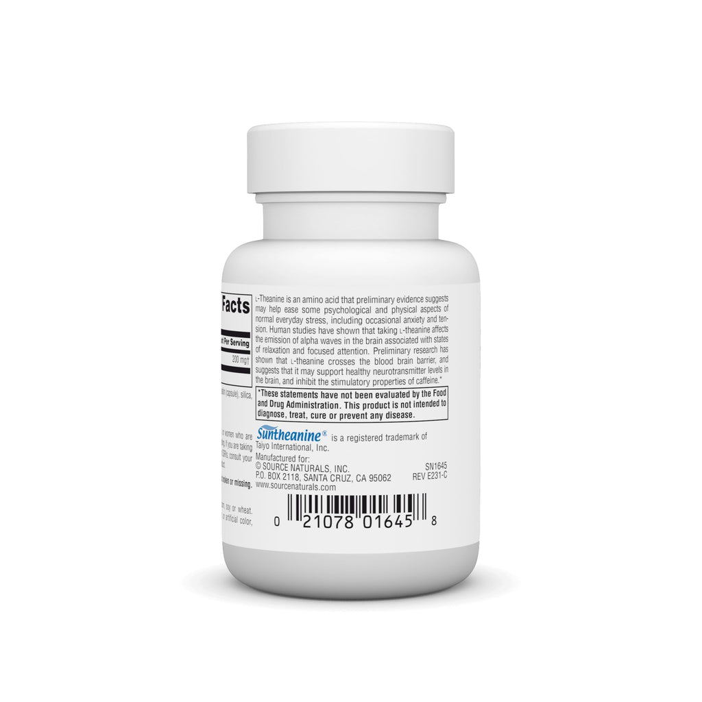 Source Naturals Serene Science L-Theanine, Made with Suntheanine, for Focused Relaxation, 200 mg - 30 Capsules