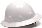 Pyramex Safety SL Series Full Brim Hard Hat, 4-Point Ratchet Suspension, White, Medium