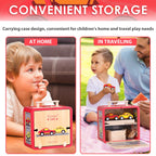 UDEAS Wooden Toy Car Set for Toddlers, Car Track and Parking Garage Playset, Toy Vehivle Set with Blocks Storage Box for Kids Boys and Girls