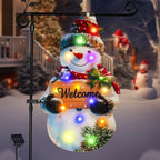 Amadecohome 12x18 Lighted Christmas Snowman Garden Flag, Outdoor Decor