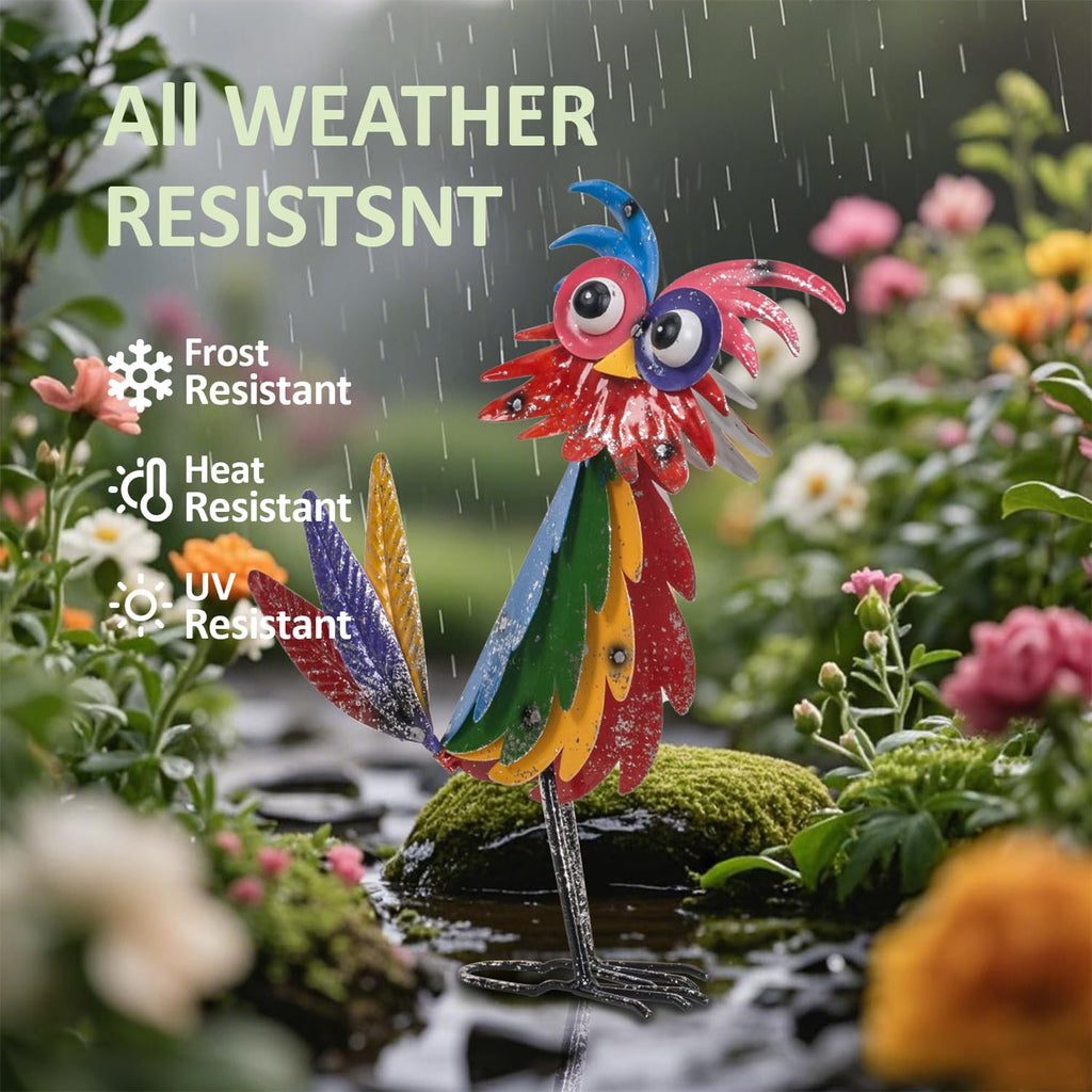 Natelf Wacky Metal Owl Yard Statue Decoration Outdoor Bird Figurine