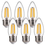 FLSNT Dimmable Candelabra Light Bulbs 60W Equivalent E26 Base, B11 LED Chandelier Candle, 2700K Soft White, 6 Pack